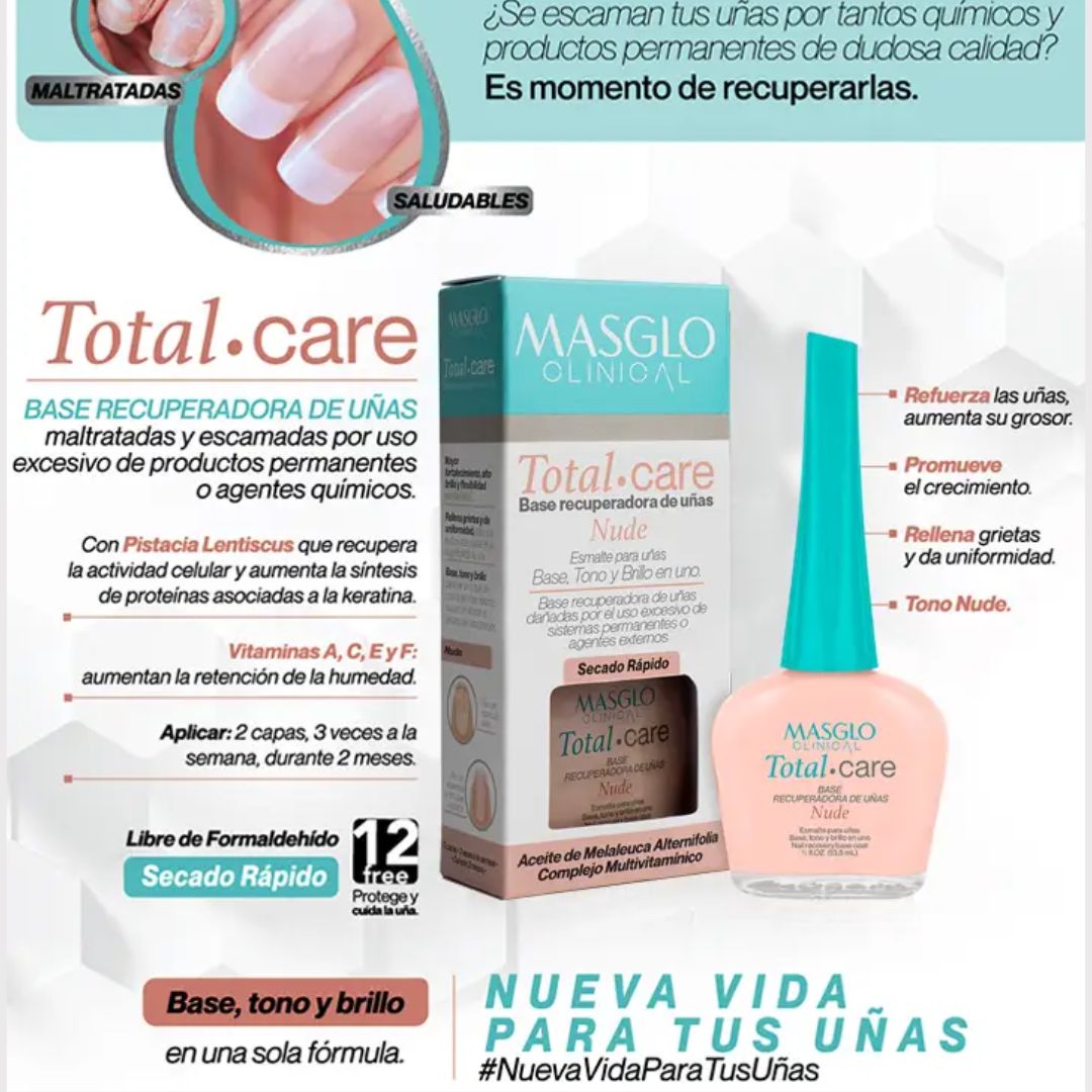 ESMALTE CLINICAL TOTAL CARE BASE NUDE MASGLO 13,5 ML